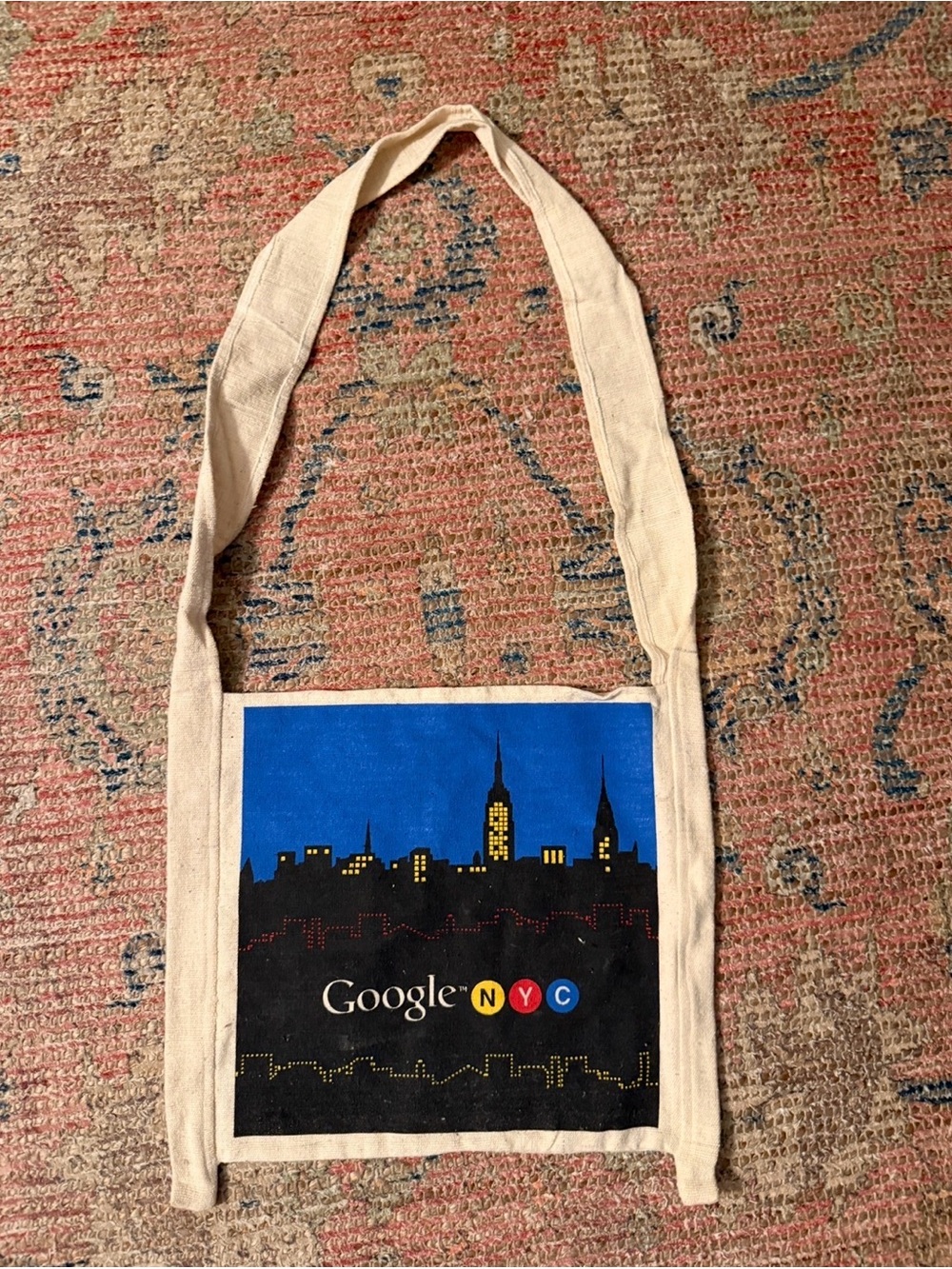 Google Canvas Tote Bag with Blue and Black NYC Skyline 5 Year Plan